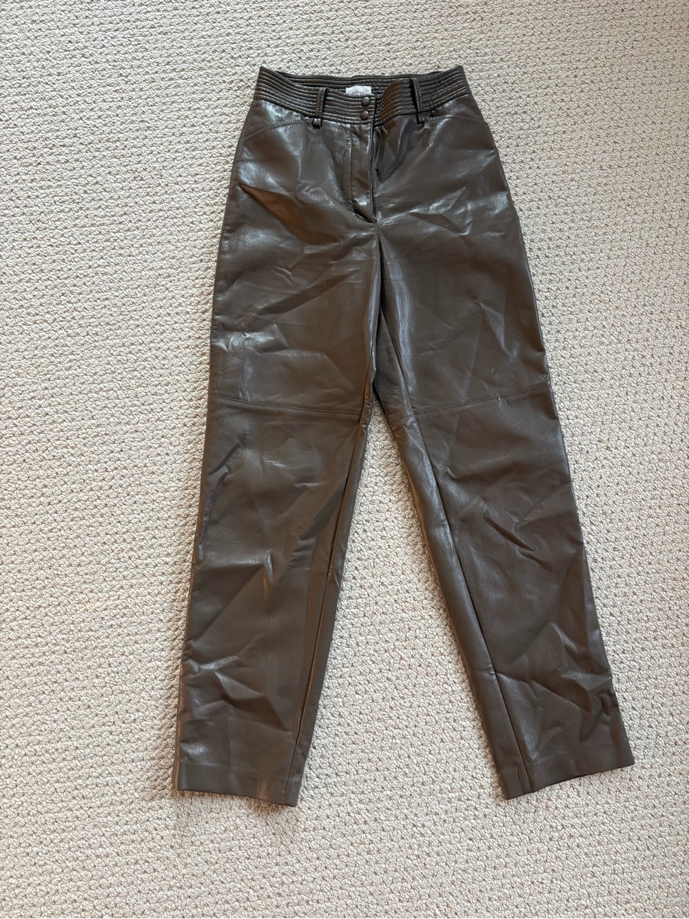 Wilfred Brown Faux Leather Straight-Leg Pants. See photo for small surface tear